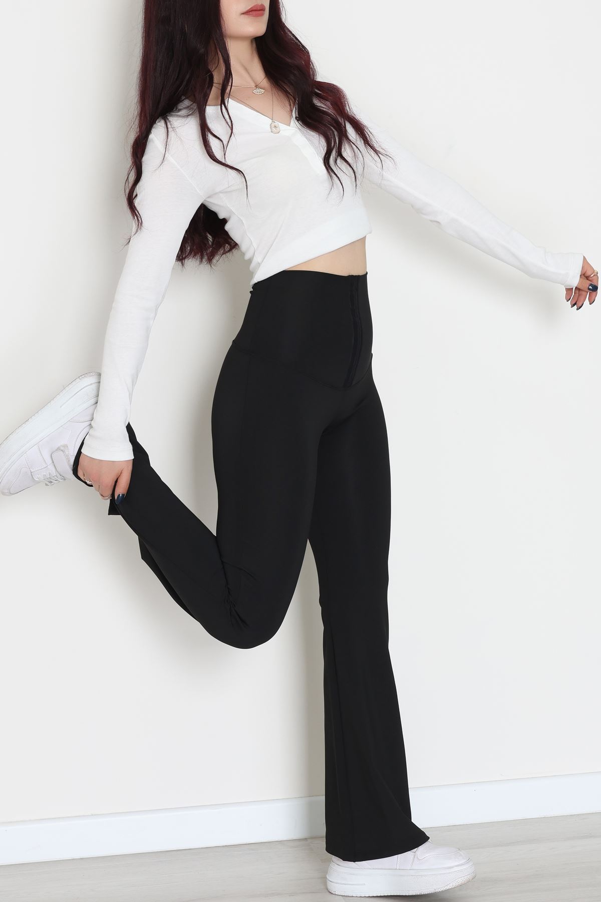 Agraflı İspanyol Paça Dalgıç Tayt Siyah - 52117.1881.