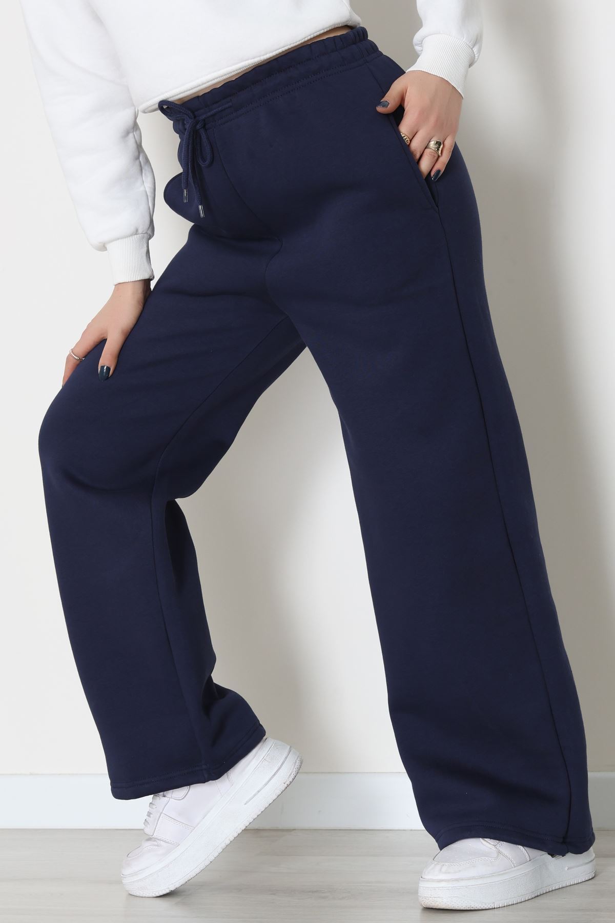 3 İplik Şardonlu Paça Stoperli Eşofman Altı Lacivert - 52069.2113.