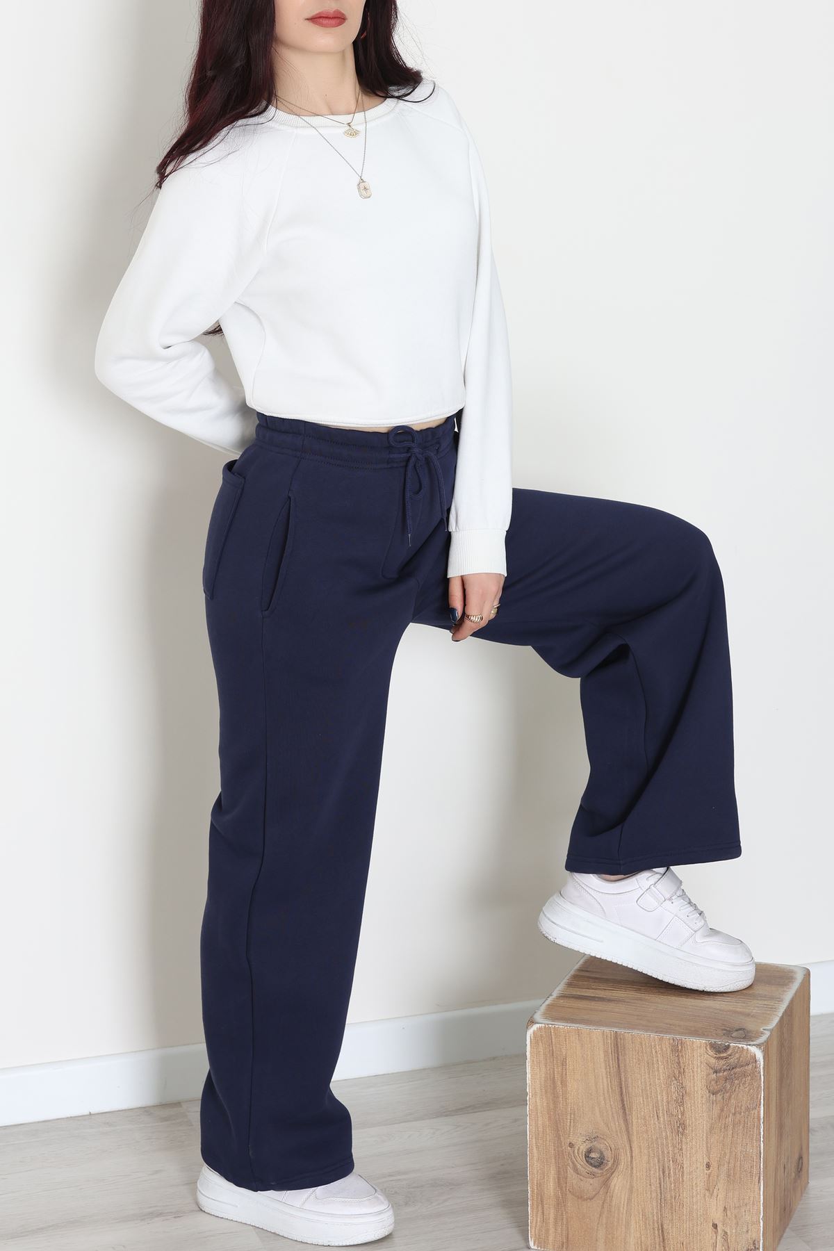 3 İplik Şardonlu Paça Stoperli Eşofman Altı Lacivert - 52069.2113.