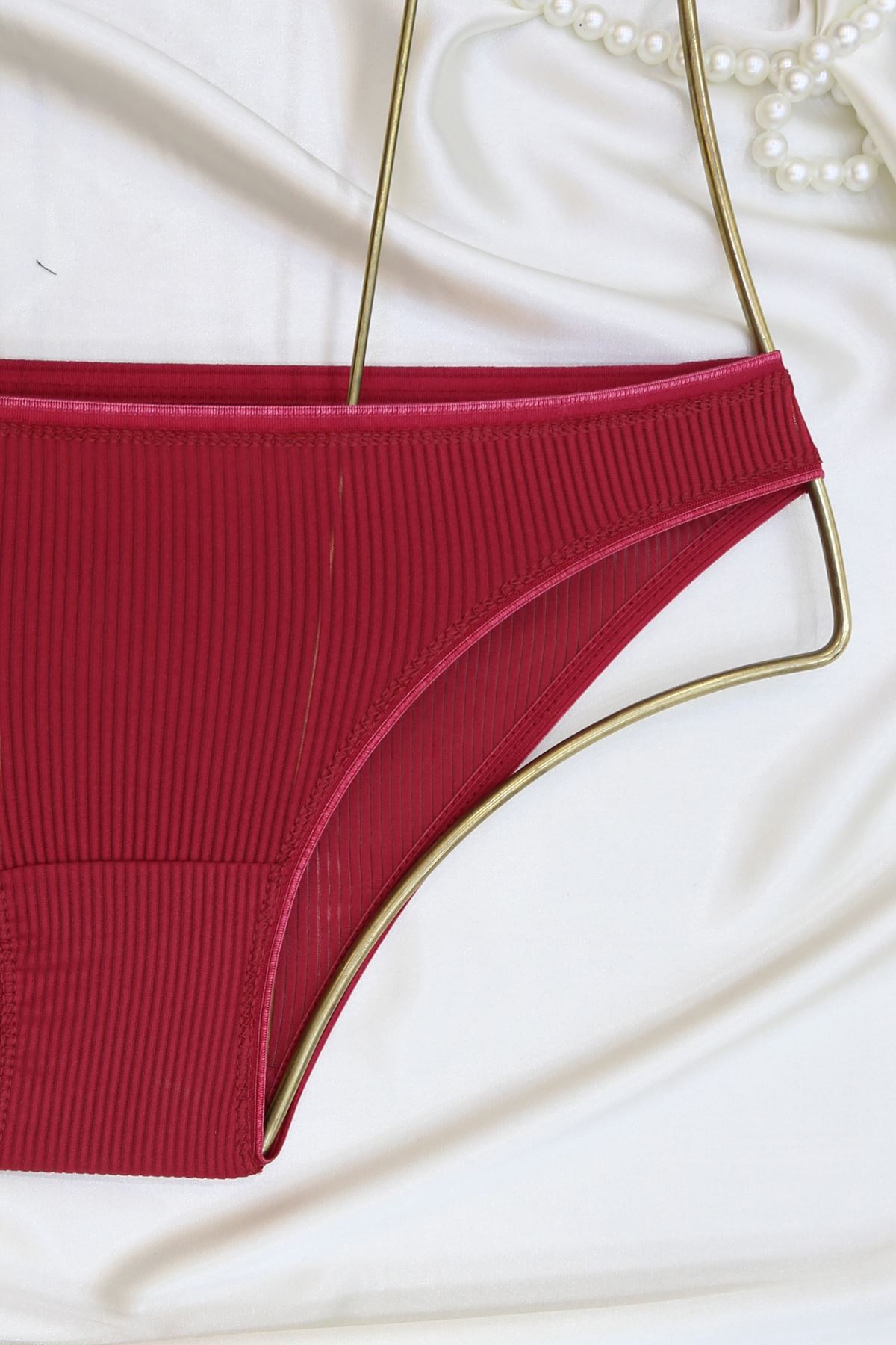 Sütyen Takım Çizgili Boş Vişne - 2530-B.1783.