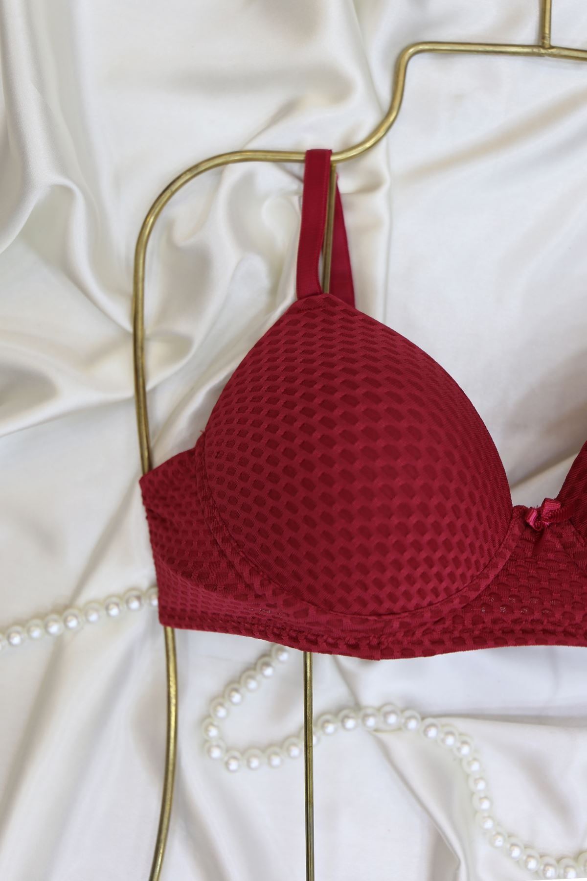 Sütyen Takım Ortası Şeffaf Petek Boş Vişne - 2551-B.1783.