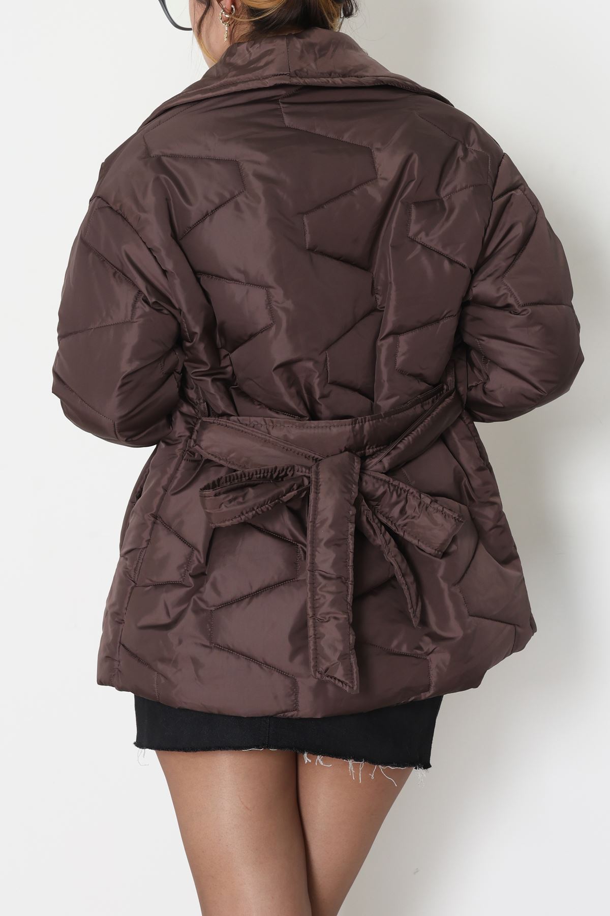 Bağlamalı Astarlı Kapitone Mont Acıkahve - 31633.439.