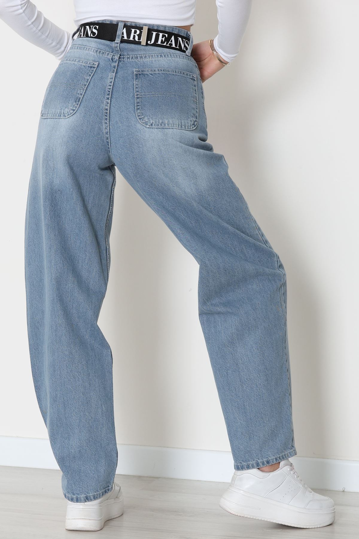 Kemerli Baggy Kot Pantolon Buzmavi - 32535.1566.