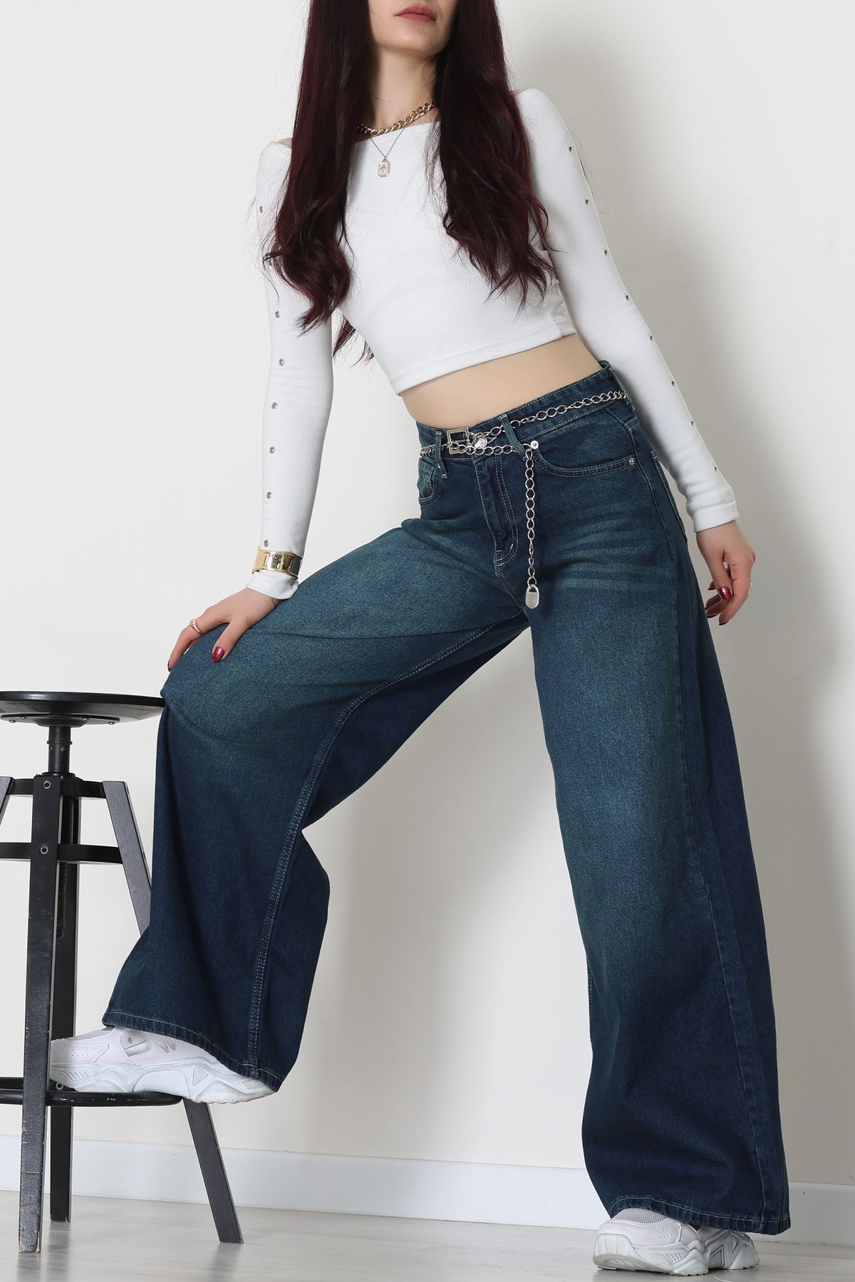 Palazzo Geniş Paça Kot Pantolon Yeşiltint - 31548.2059.