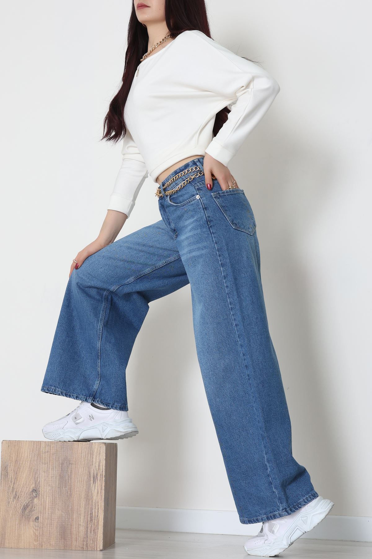 Palazzo Geniş Paça Kot Pantolon Mavi - 31548.2059.