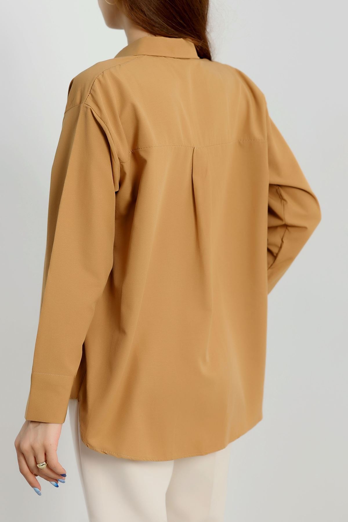Terikoton Oversize Gömlek Camel - 30829.1949.