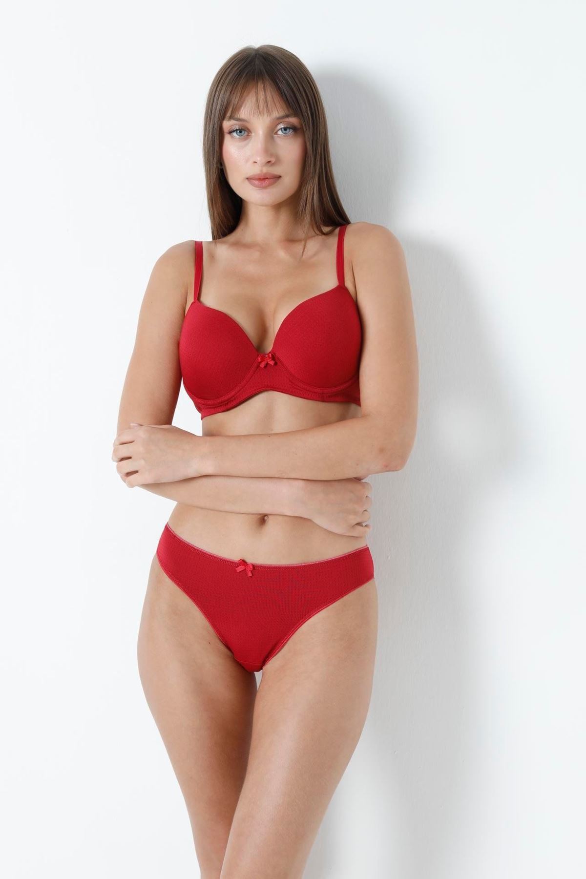 Sütyen Takım Delikli Dolgulu Vişne - 2540.1783.