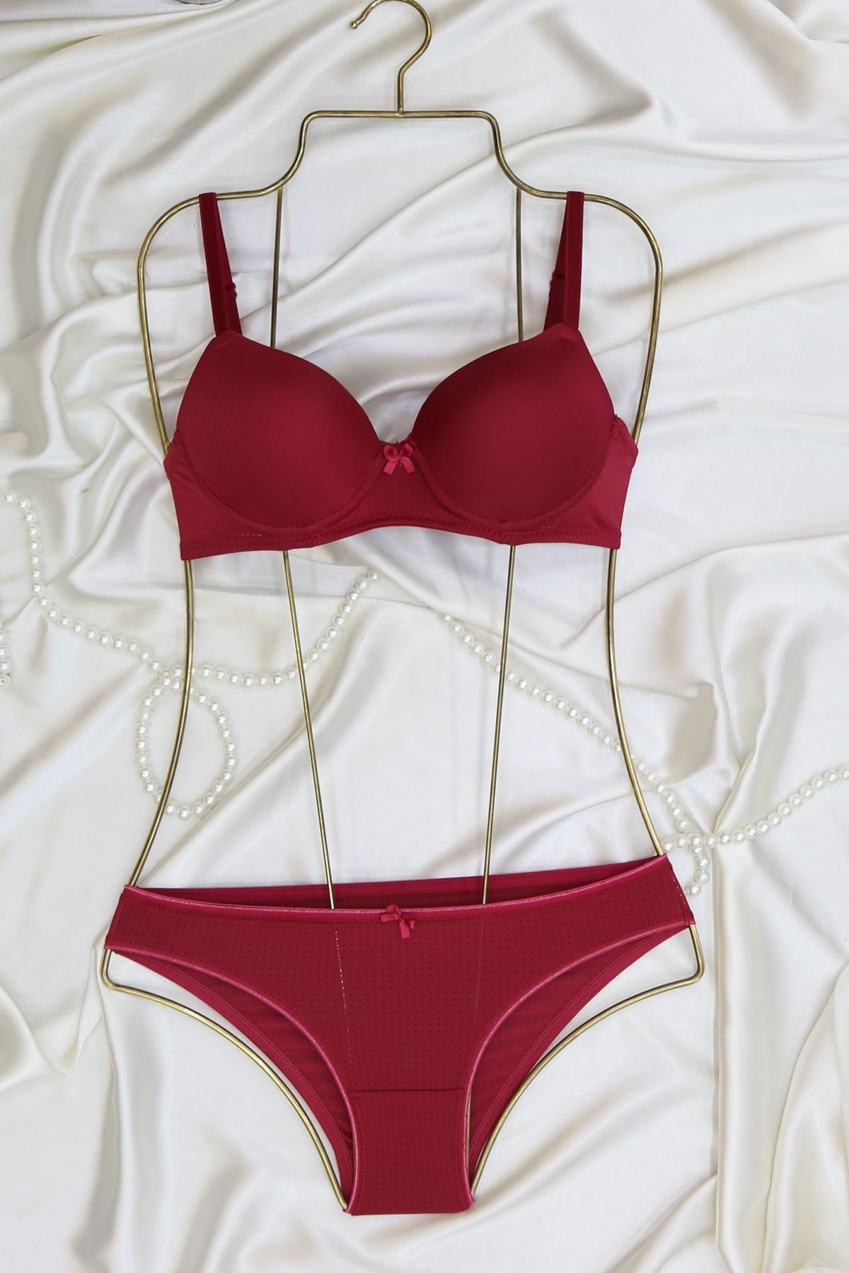 Sütyen Takım Delikli Dolgulu Vişne - 2540.1783.