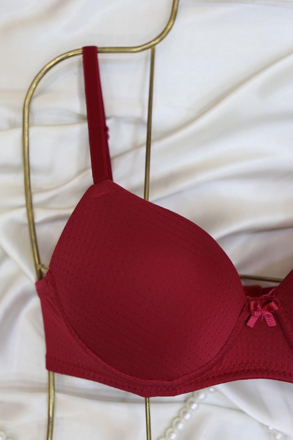 Sütyen Takım Delikli Dolgulu Vişne - 2540.1783.