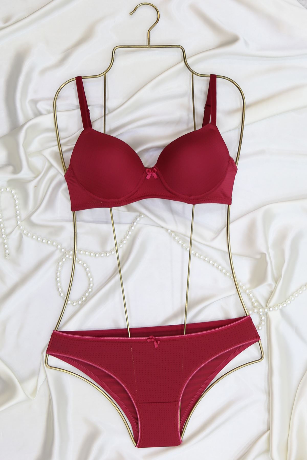 Sütyen Takım Delikli Dolgulu Vişne - 2540.1783.