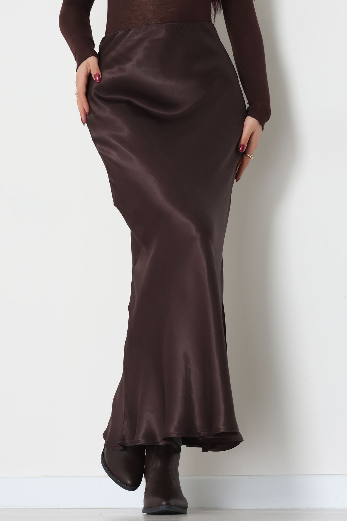 Beli Lastikli Verev Kesim Saten Etek Kahve - 51242.2077.