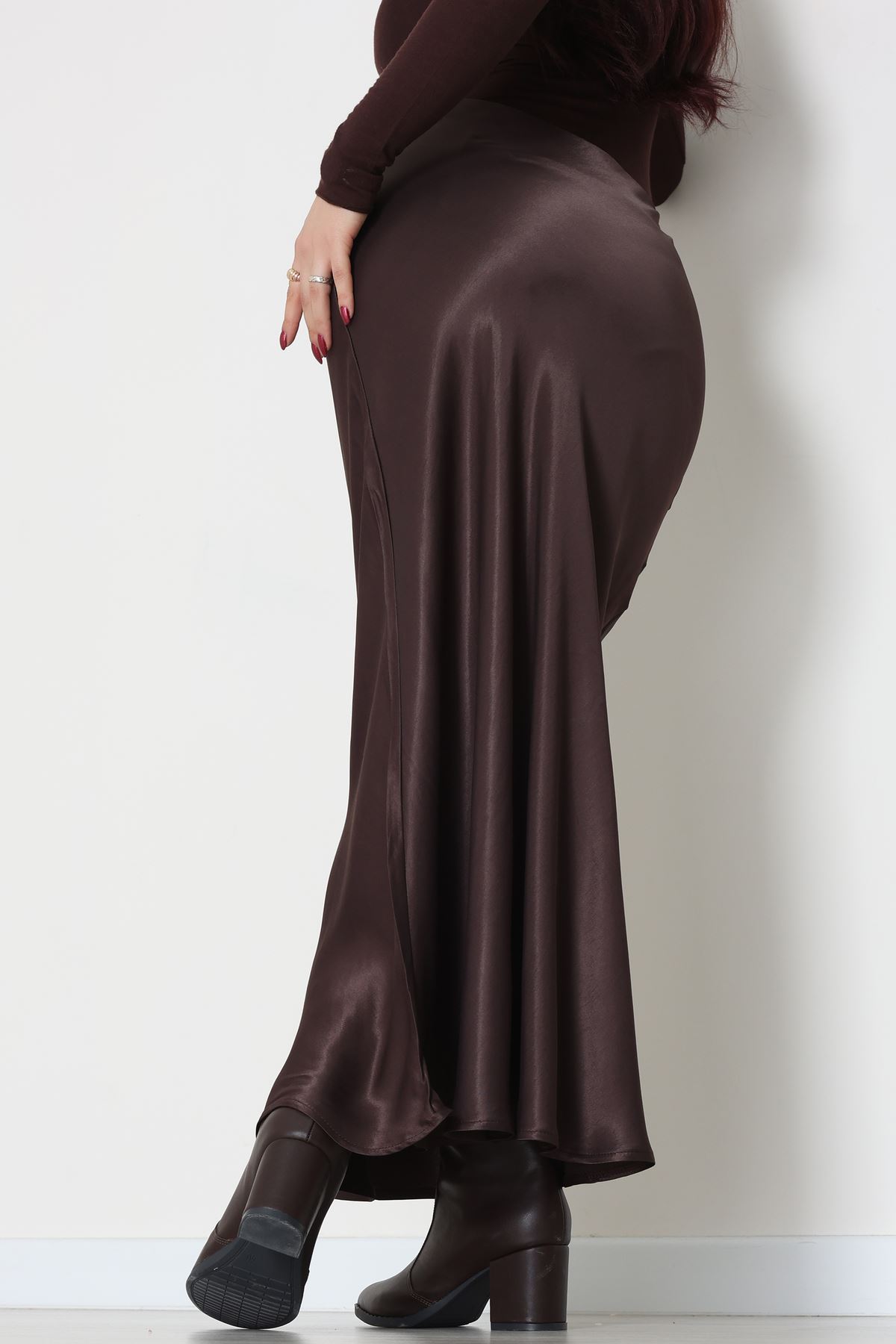 Beli Lastikli Verev Kesim Saten Etek Kahve - 51242.2077.