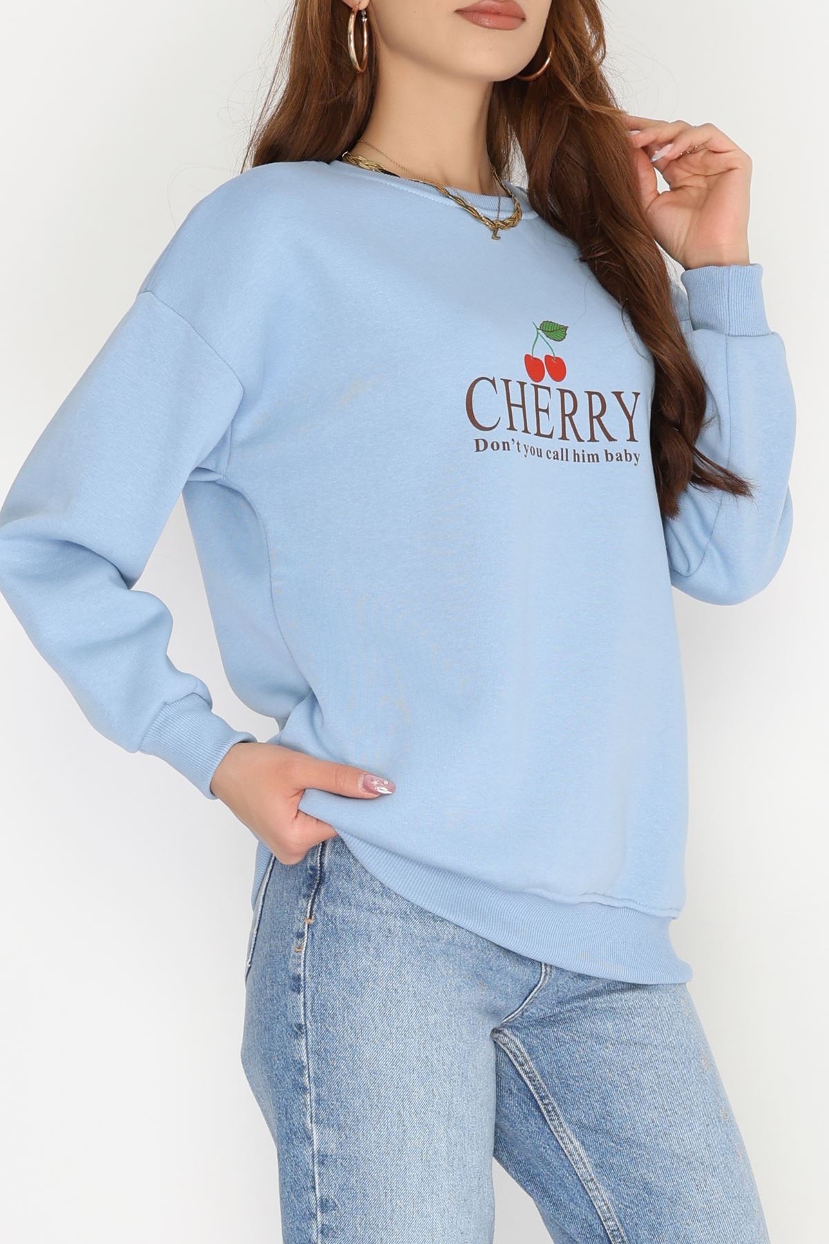 3 İplik Bisiklet Yaka Sweat Bebemavi - 42235.1878.