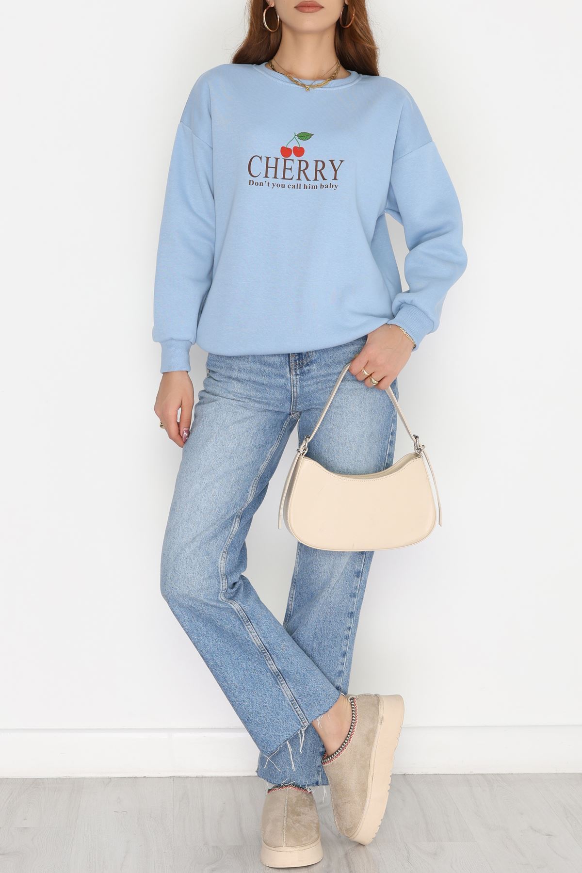 3 İplik Bisiklet Yaka Sweat Bebemavi - 42235.1878.