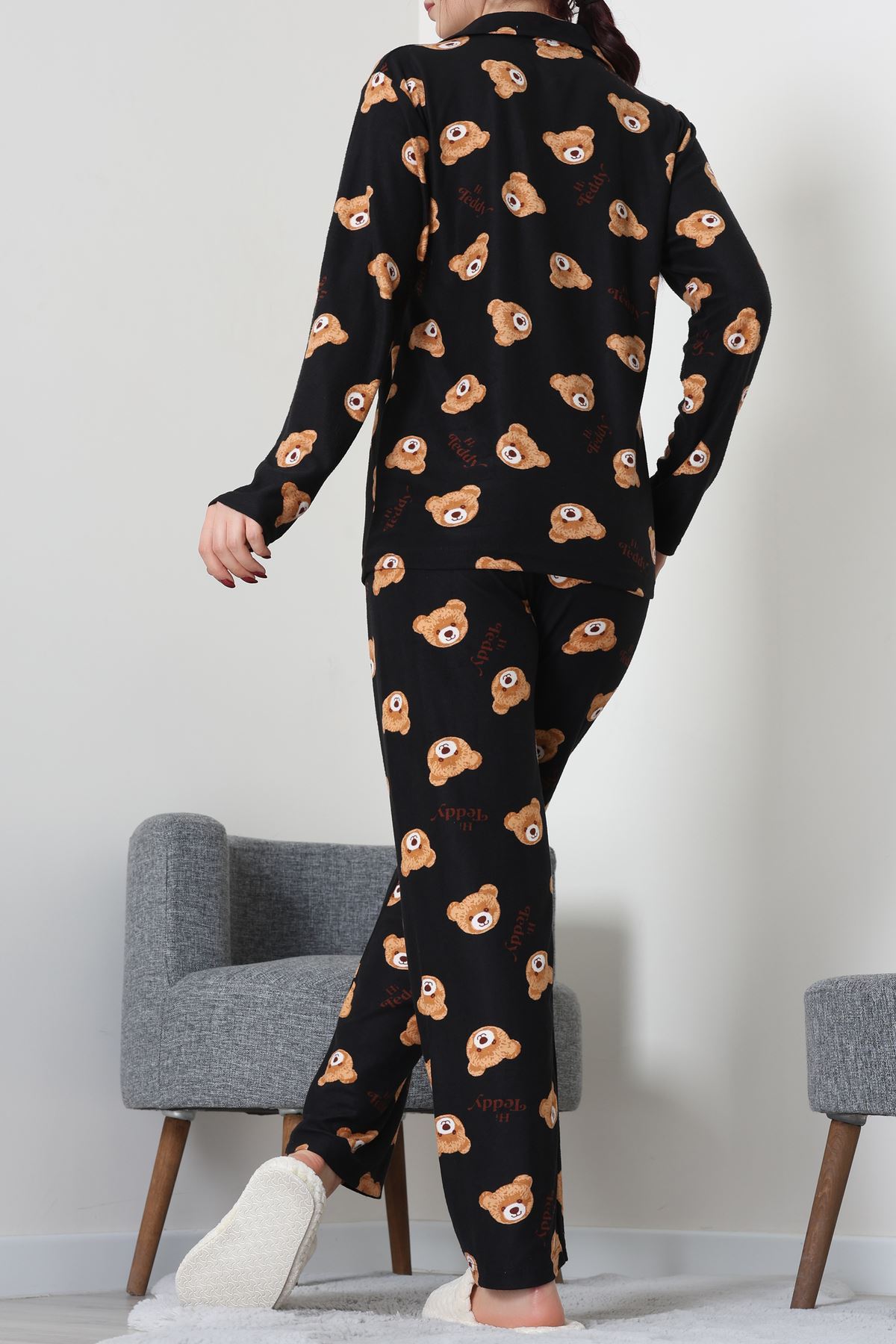 Düğmeli Süet Takım Siyahayıkafa - 450.1287.