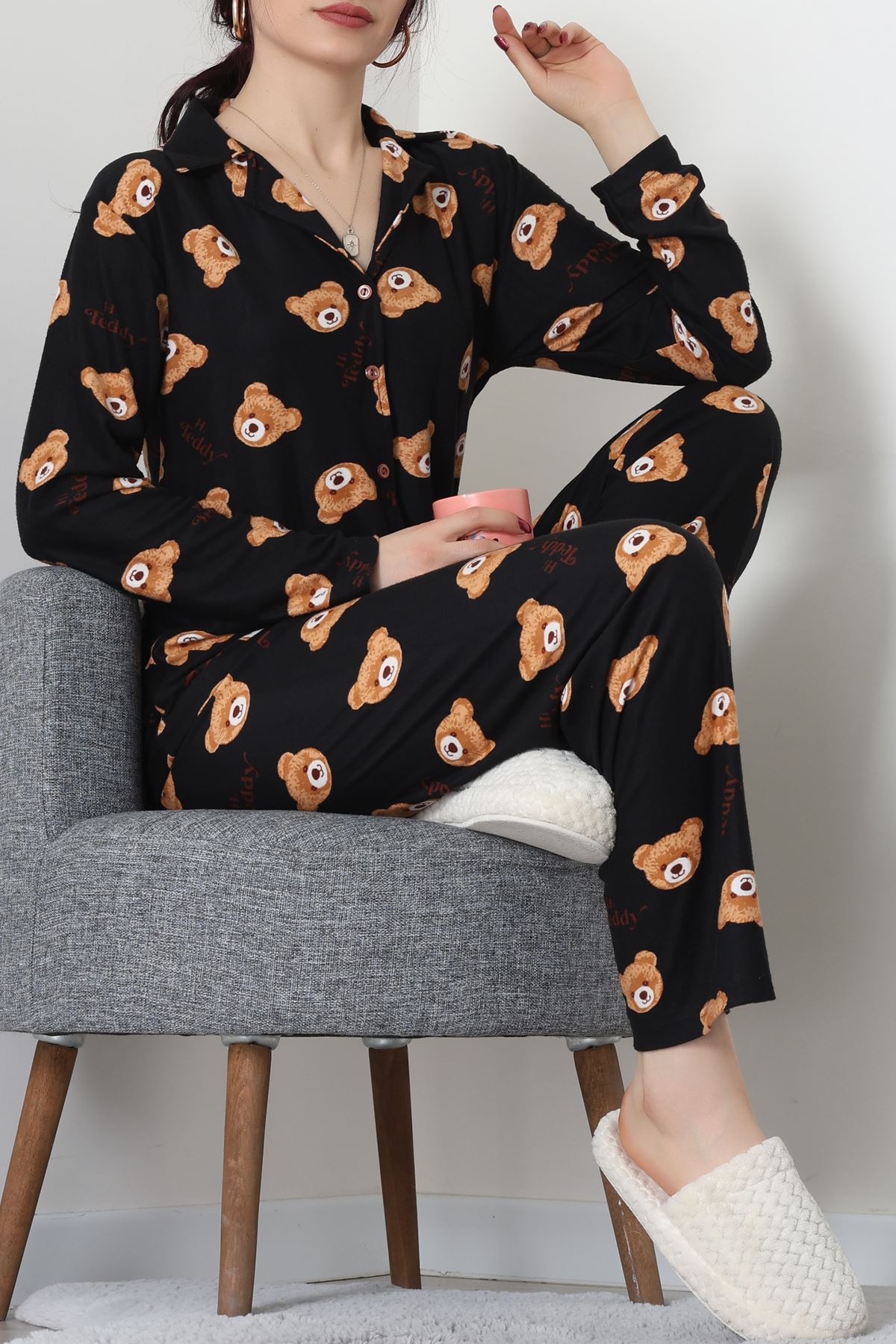 Düğmeli Süet Takım Siyahayıkafa - 450.1287.