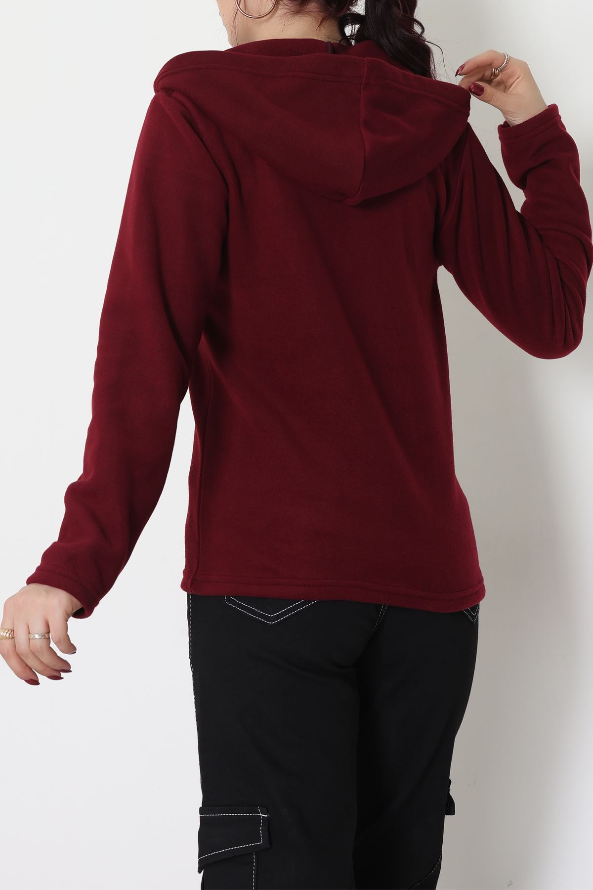 Yaka Fermuarlı Polar Sweat Bordo - 52034.053.