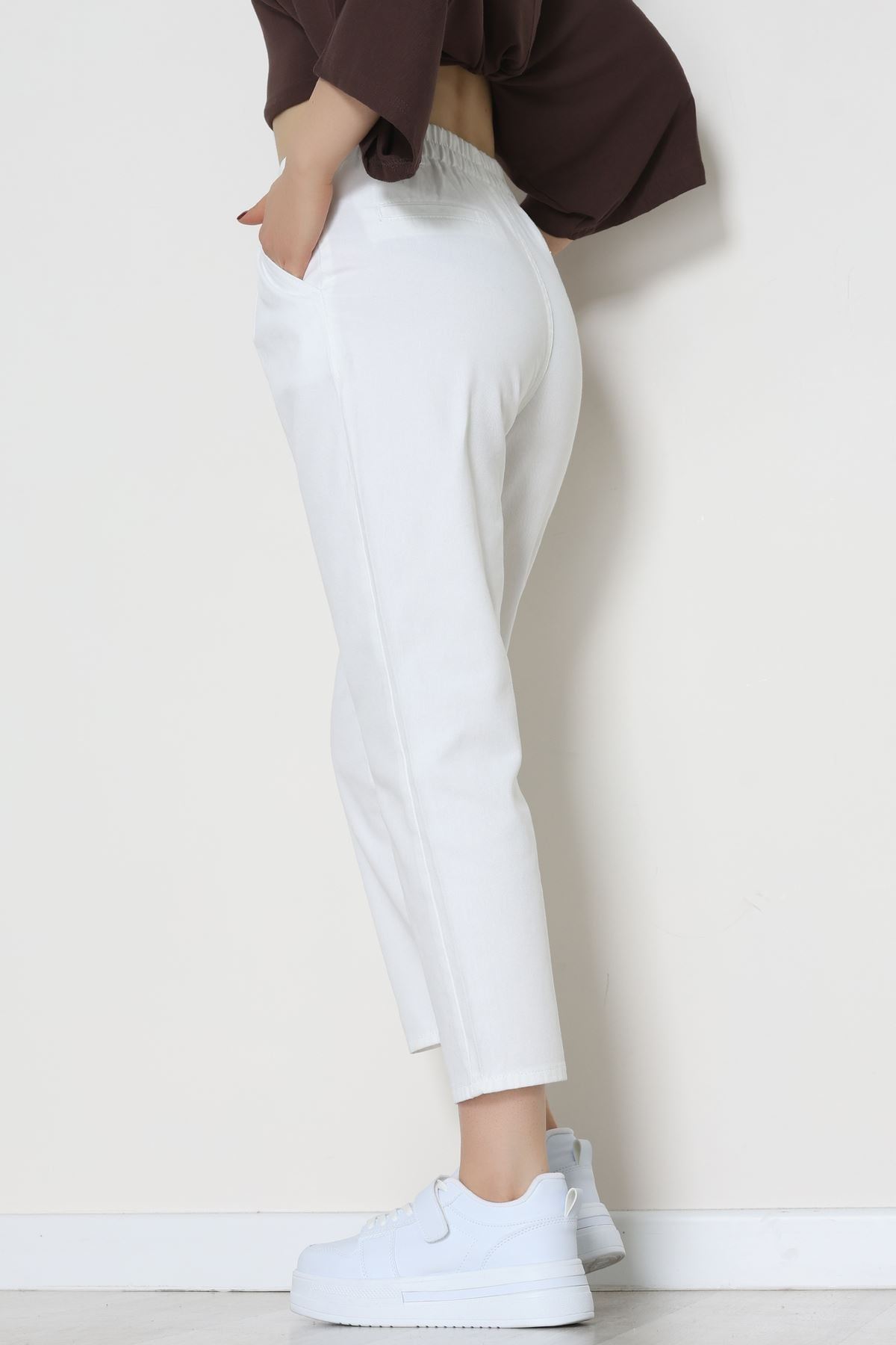 Gabardin Mom Pantolon Beyaz - 42707.2121.
