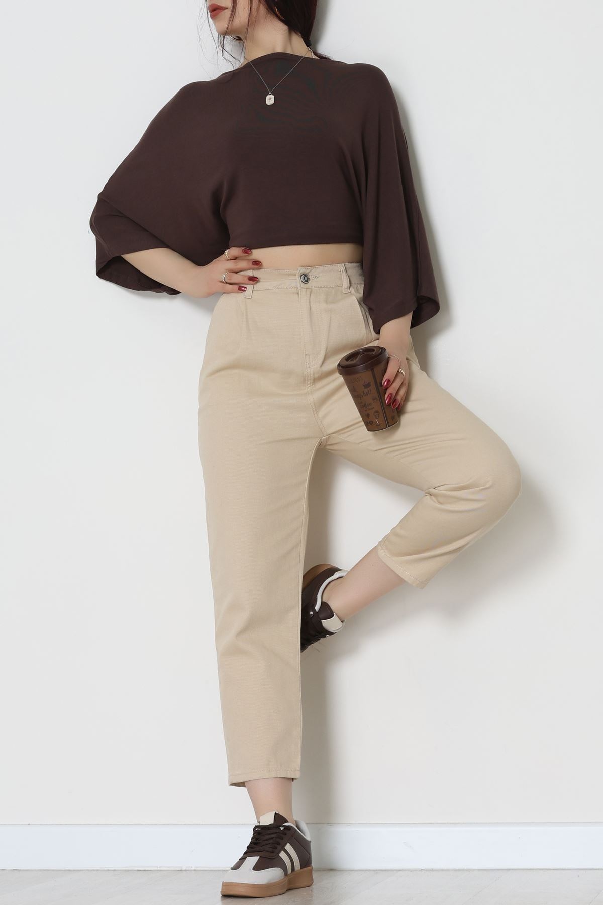 Gabardin Mom Pantolon Camel - 42707.2121.