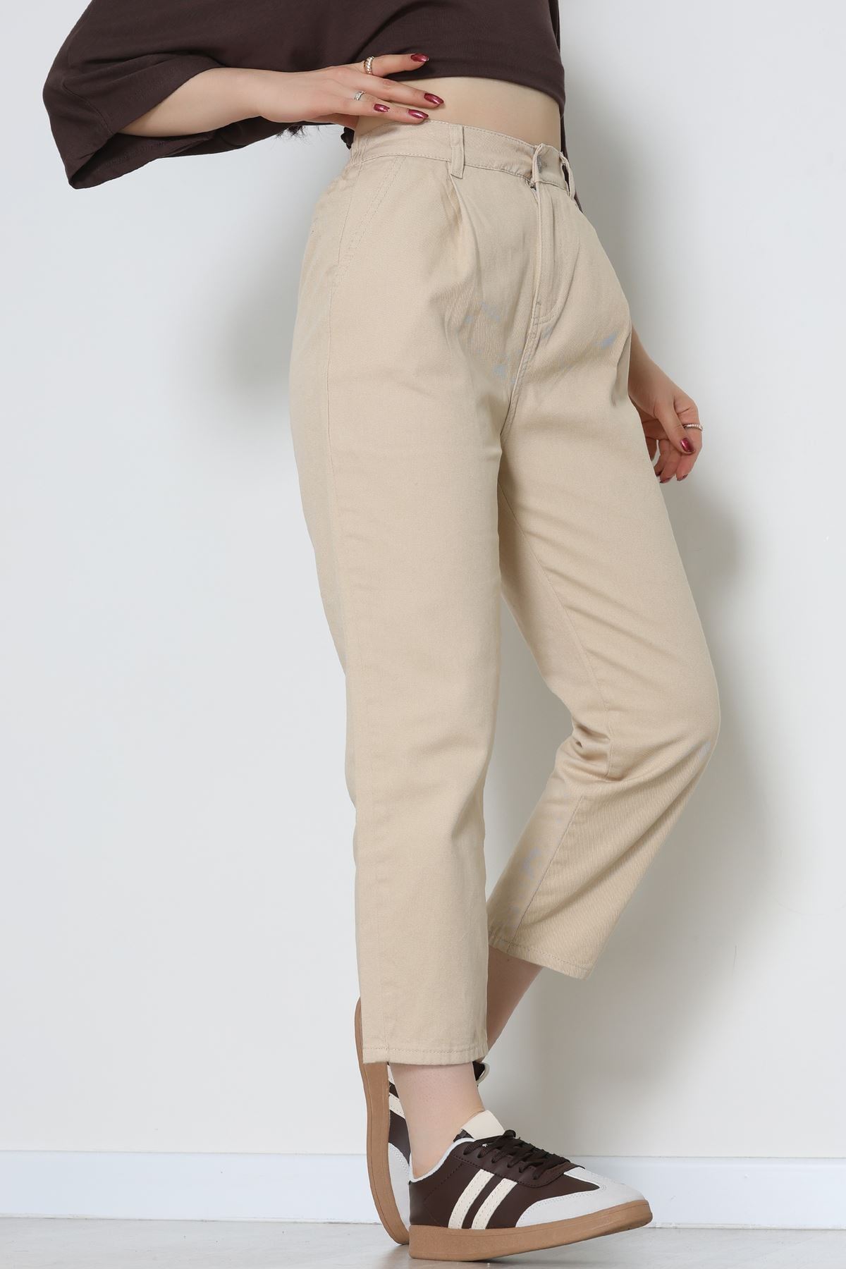 Gabardin Mom Pantolon Camel - 42707.2121.