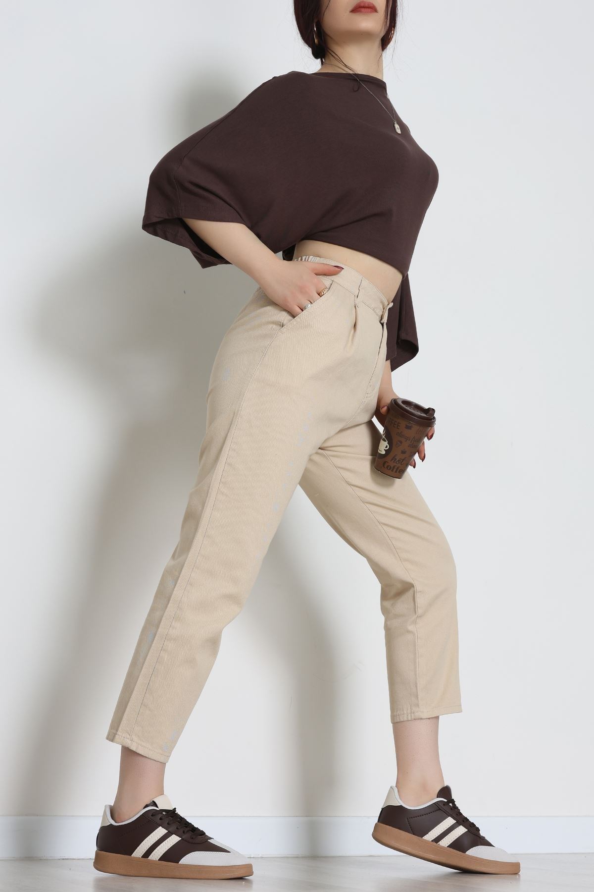 Gabardin Mom Pantolon Camel - 42707.2121.
