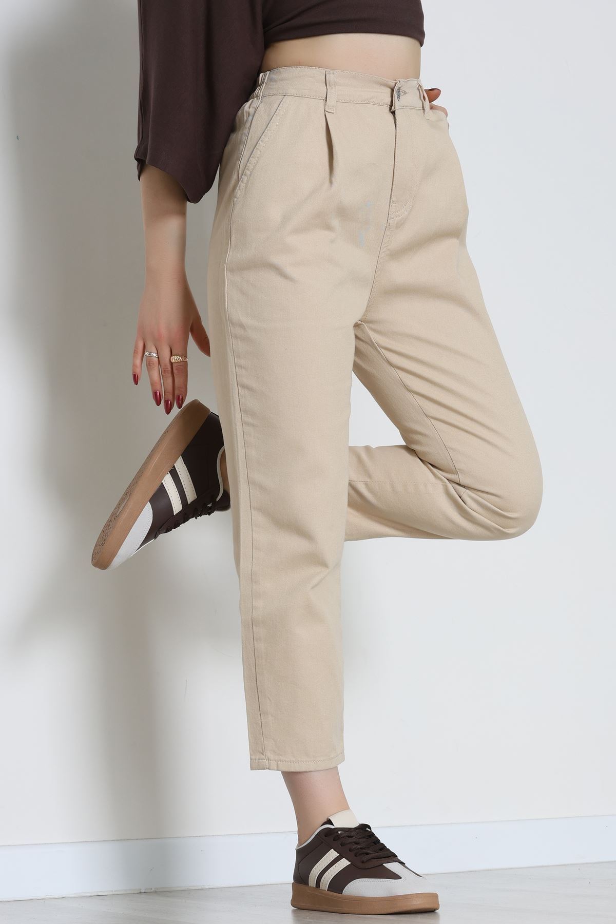 Gabardin Mom Pantolon Camel - 42707.2121.