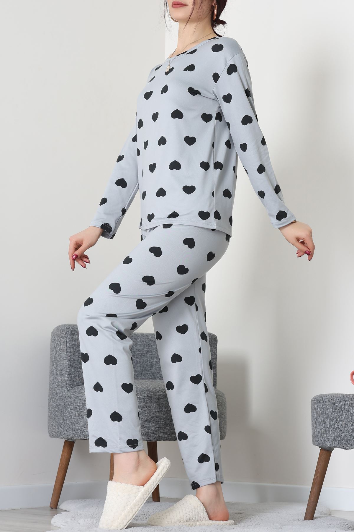 Sandy Alt Üst Aynı Pijama Takımı Gri - 52166.1048.