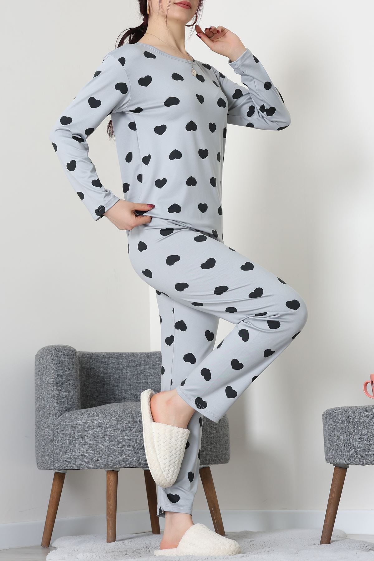 Sandy Alt Üst Aynı Pijama Takımı Gri - 52166.1048.