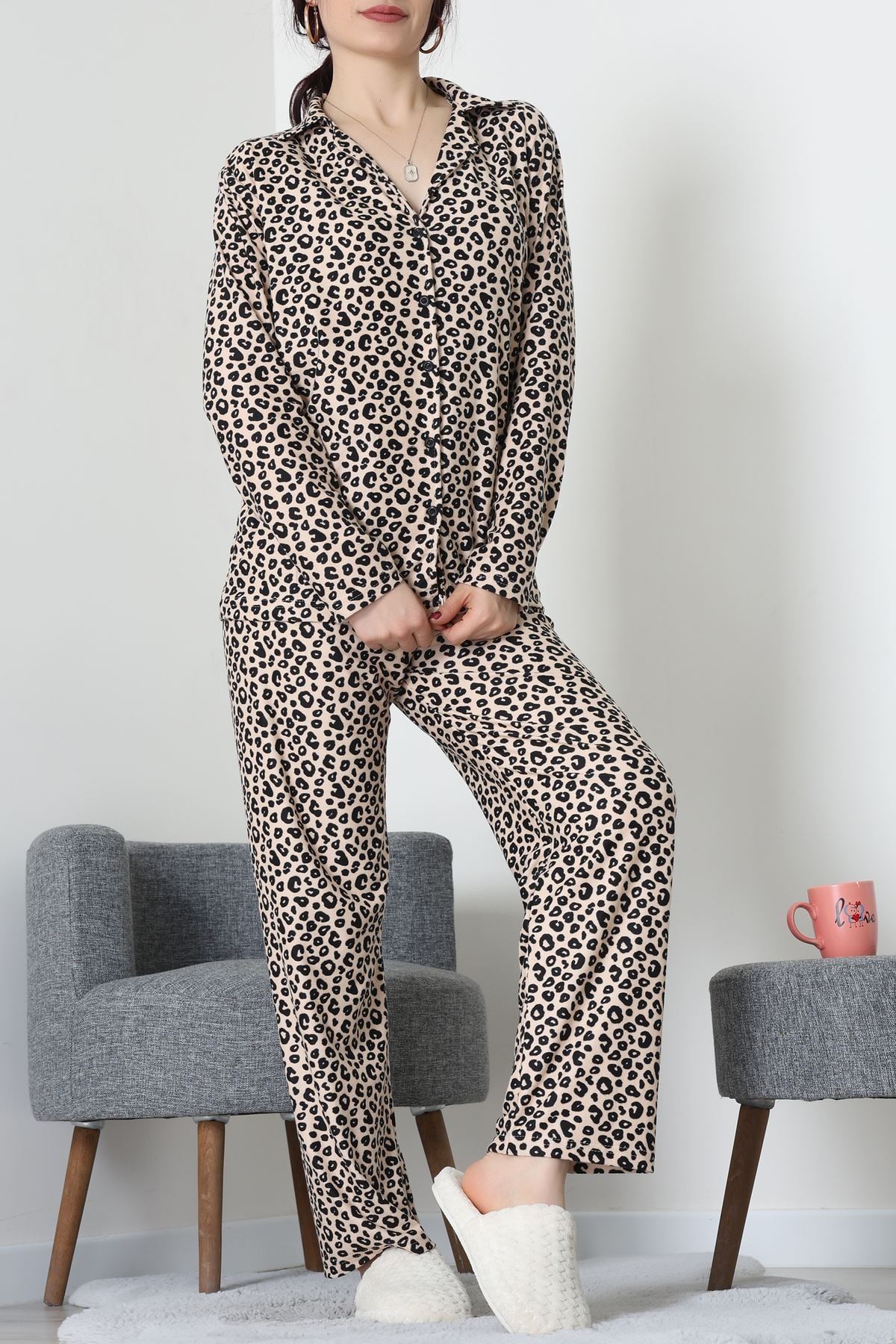 Düğmeli Süet Takım Benek - 450.1287.