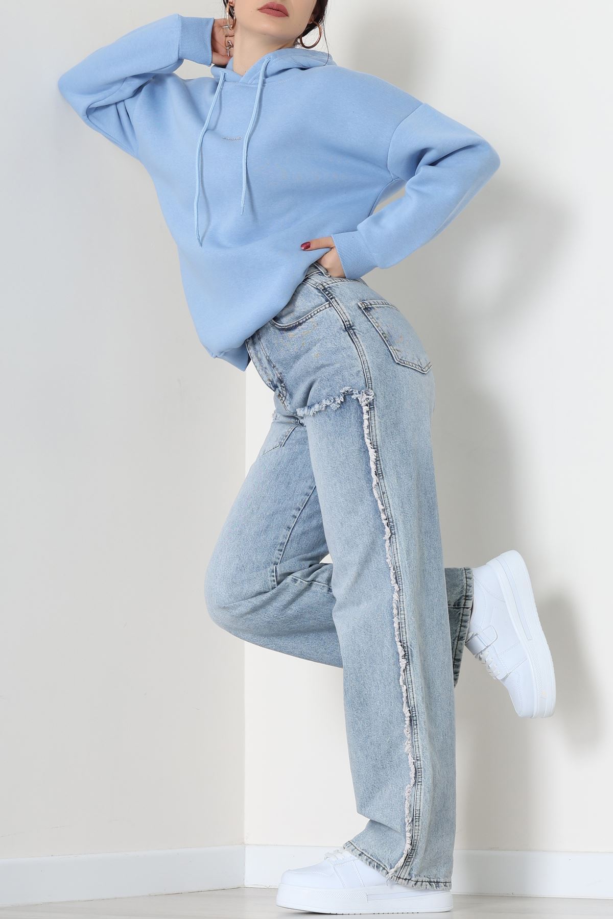 3 İplik Kapşonlu Baskılı Sweat Bebemavi - 42223.1878.