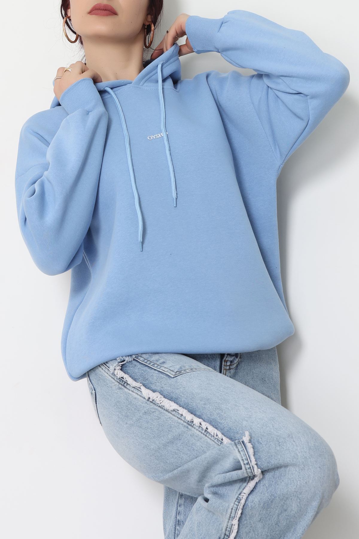 3 İplik Kapşonlu Baskılı Sweat Bebemavi - 42223.1878.