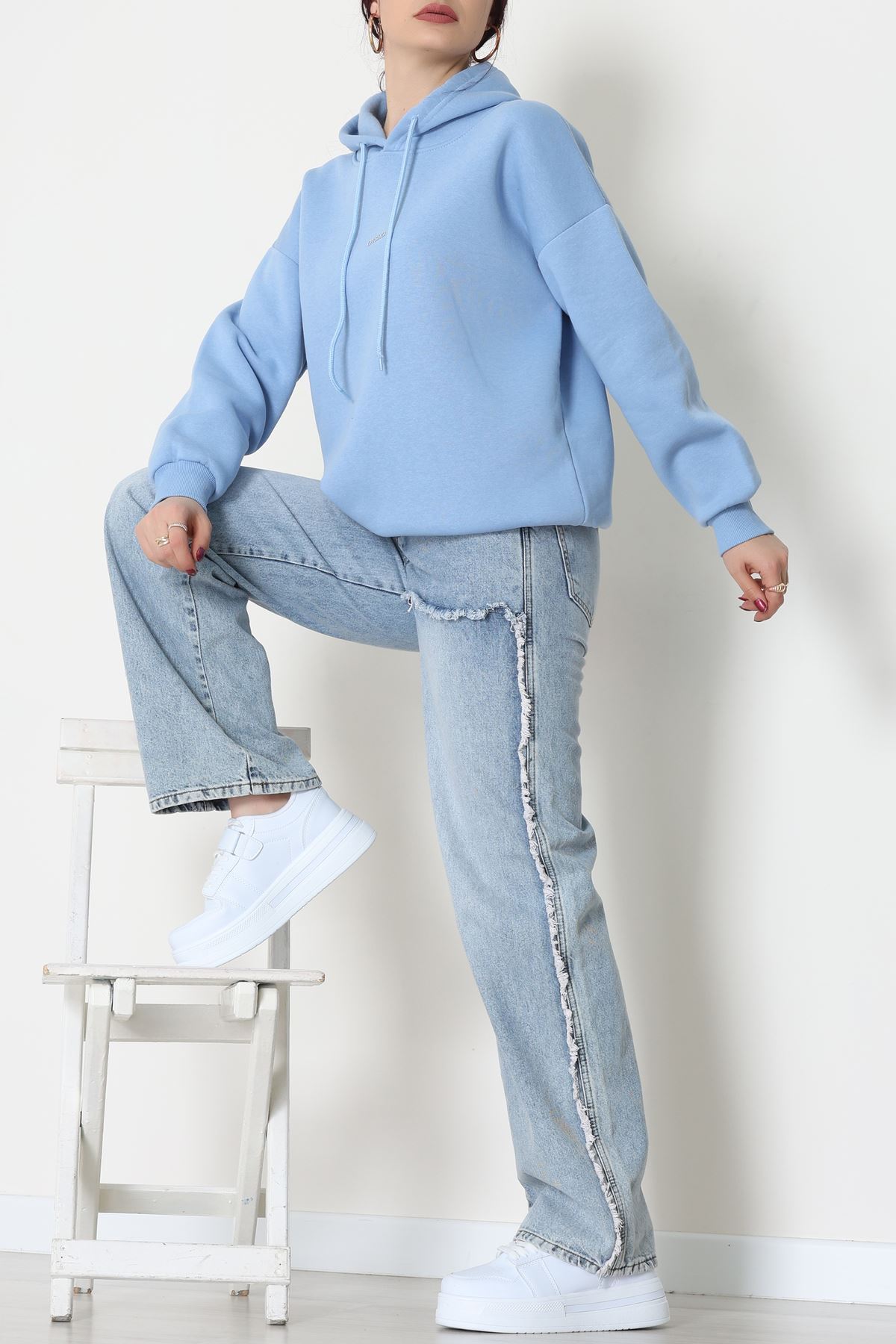 3 İplik Kapşonlu Baskılı Sweat Bebemavi - 42223.1878.