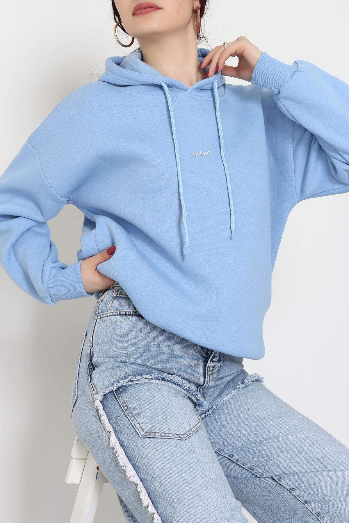 3 İplik Kapşonlu Baskılı Sweat Bebemavi - 42223.1878.