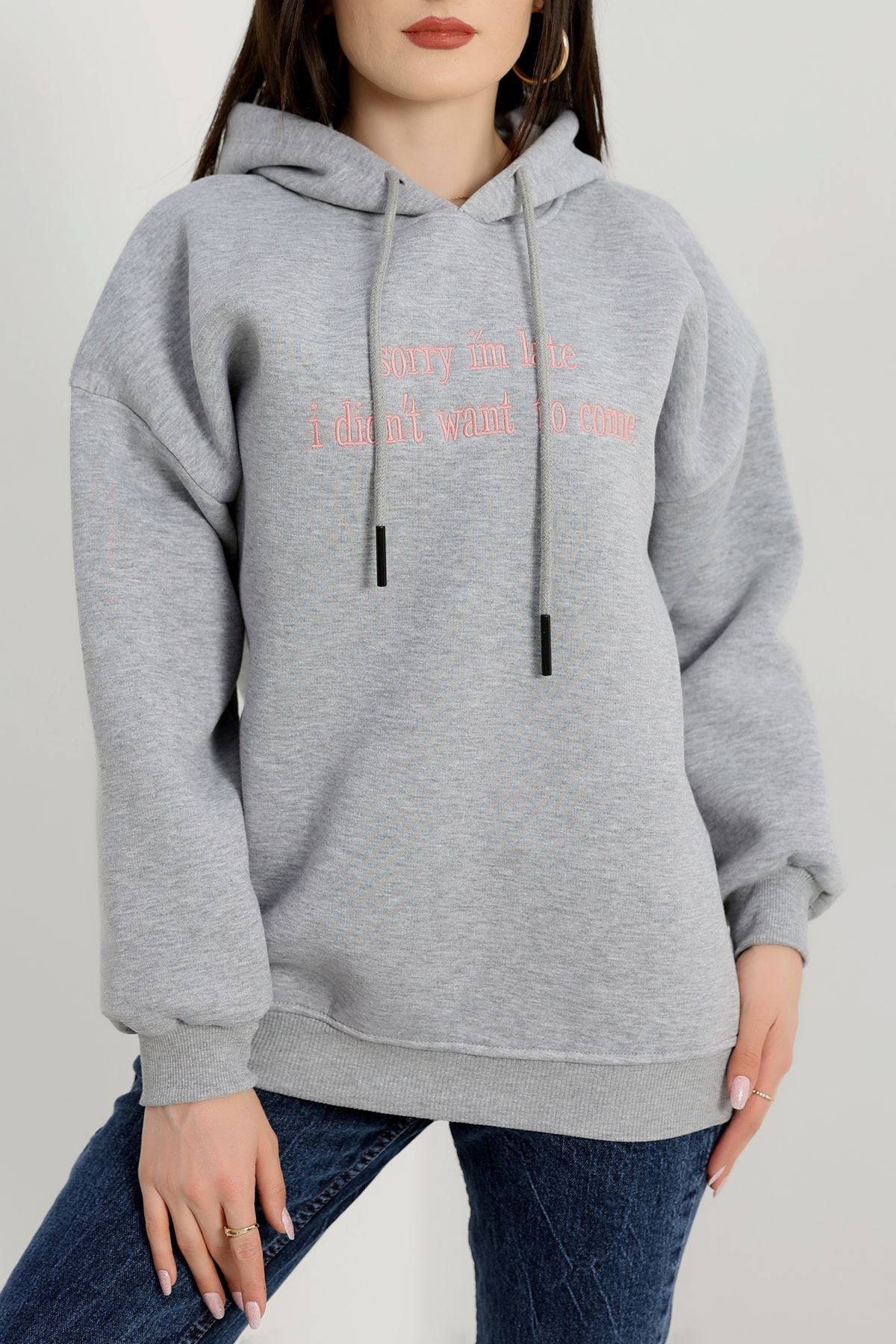 3 İplik Kapşonlu Nakışlı Sweat Gripembe - 42226.1878.