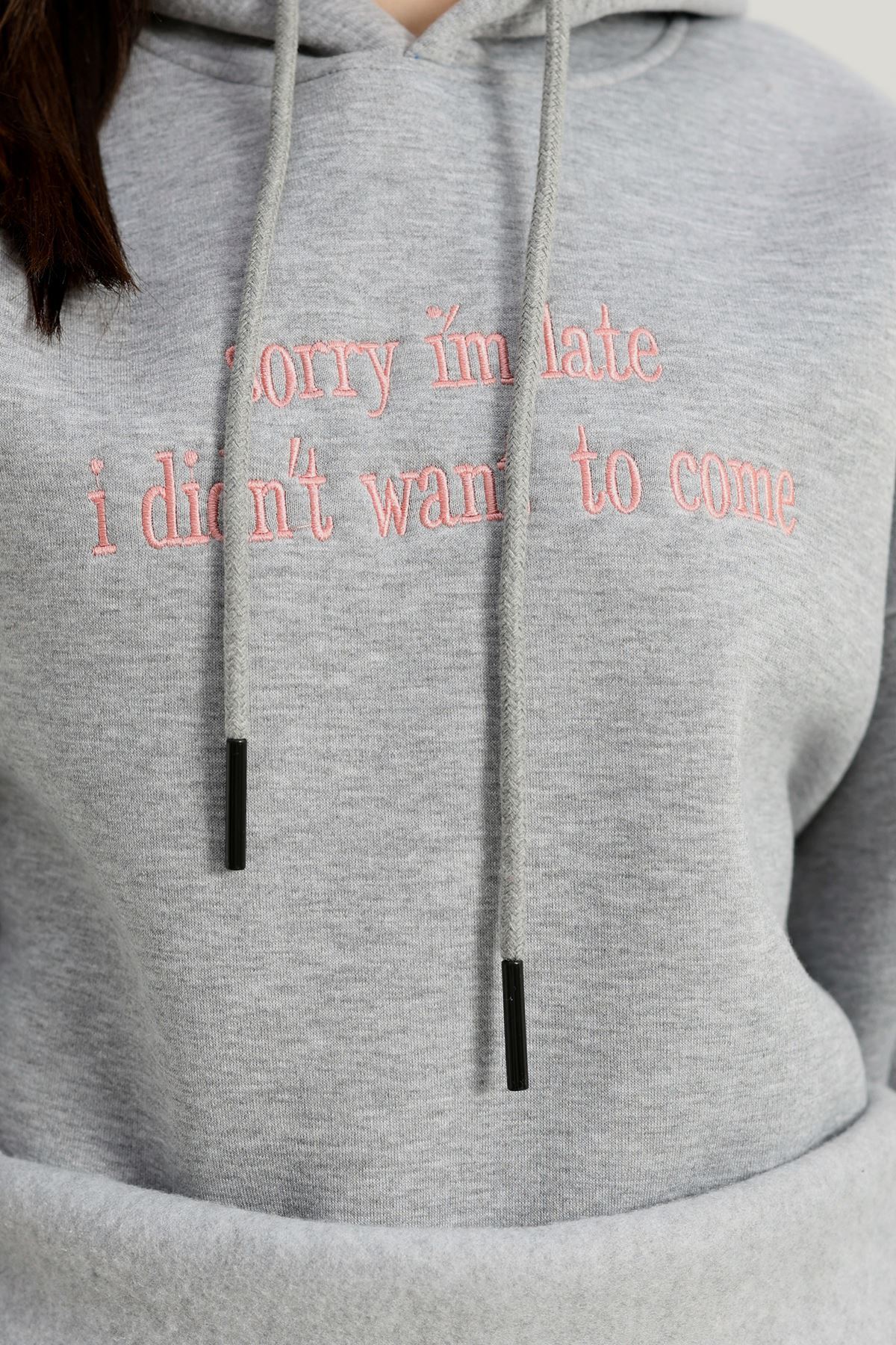 3 İplik Kapşonlu Nakışlı Sweat Gripembe - 42226.1878.