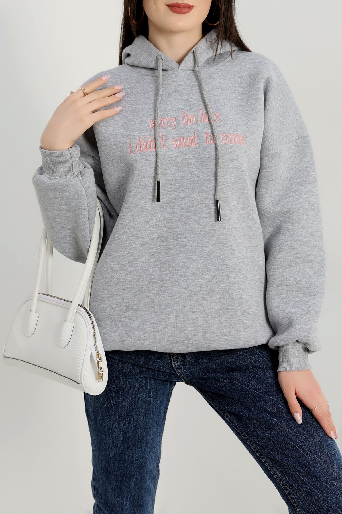 3 İplik Kapşonlu Nakışlı Sweat Gripembe - 42226.1878.