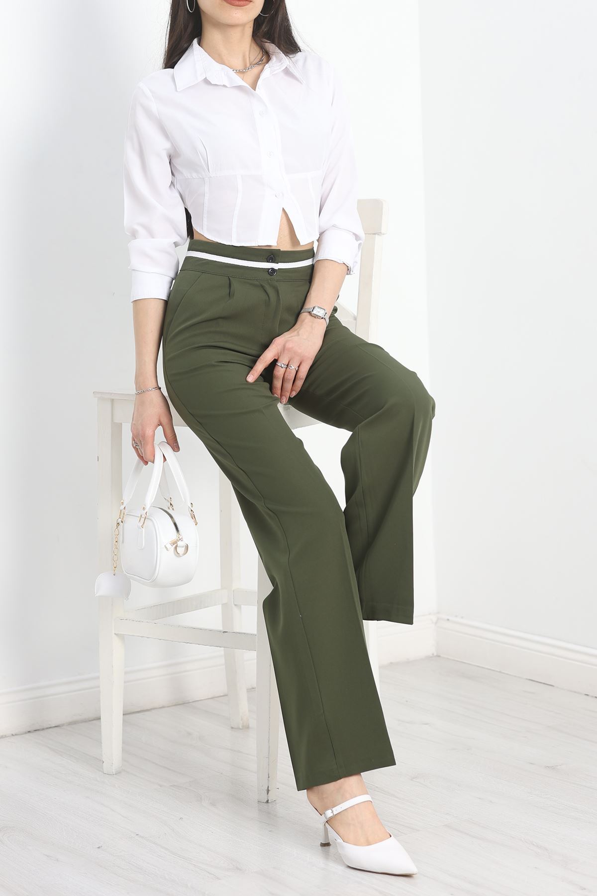 Tek Pile Ekstraforlu Palazzo Pantolon Mint - 50054.1920.