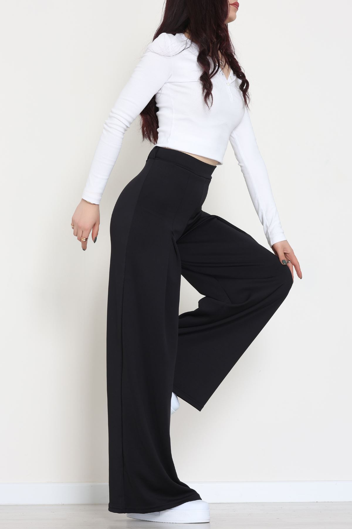 Double Krep Kumaş Önden Pileli Pantolon Siyah - 42784.1567.