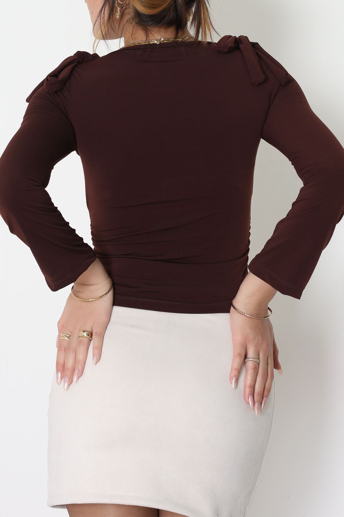 Sandy Fiyonk Detaylı Bluz Kahve - 42806.1949.