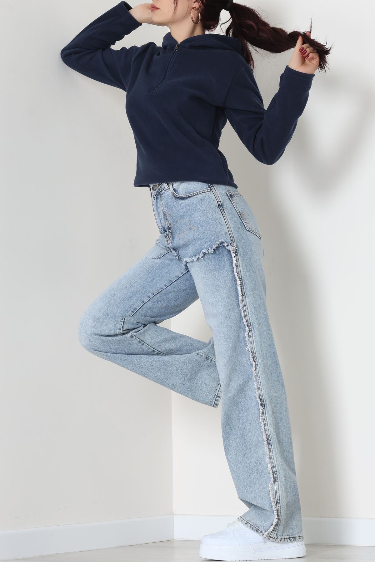 Yaka Fermuarlı Polar Sweat Lacivert - 52034.053.