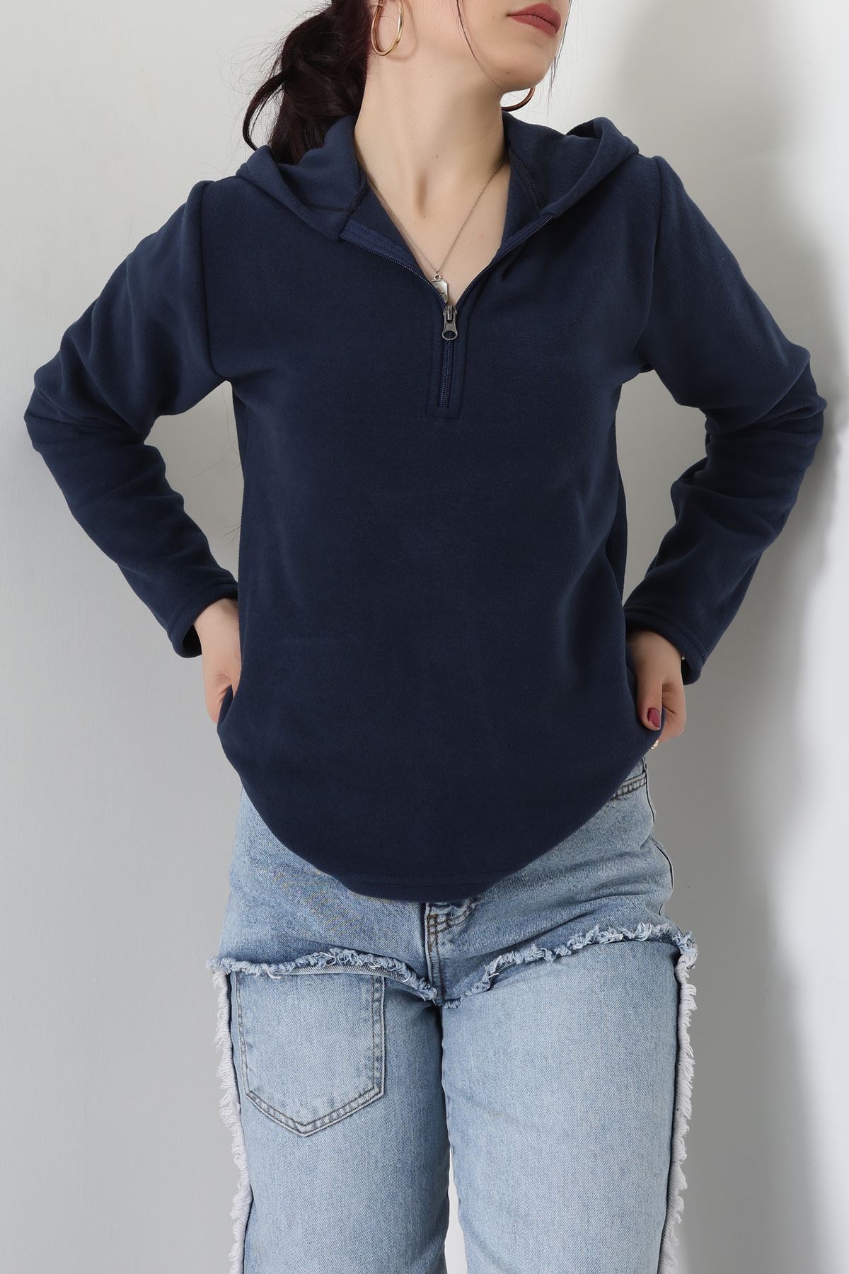 Yaka Fermuarlı Polar Sweat Lacivert - 52034.053.