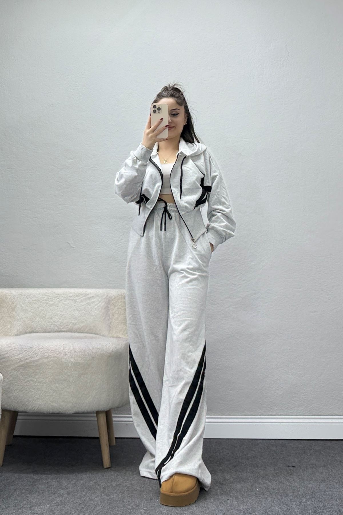 Keten Şertili 2 İplik Eşofman Takımı Grisiyah - 52079.1857.