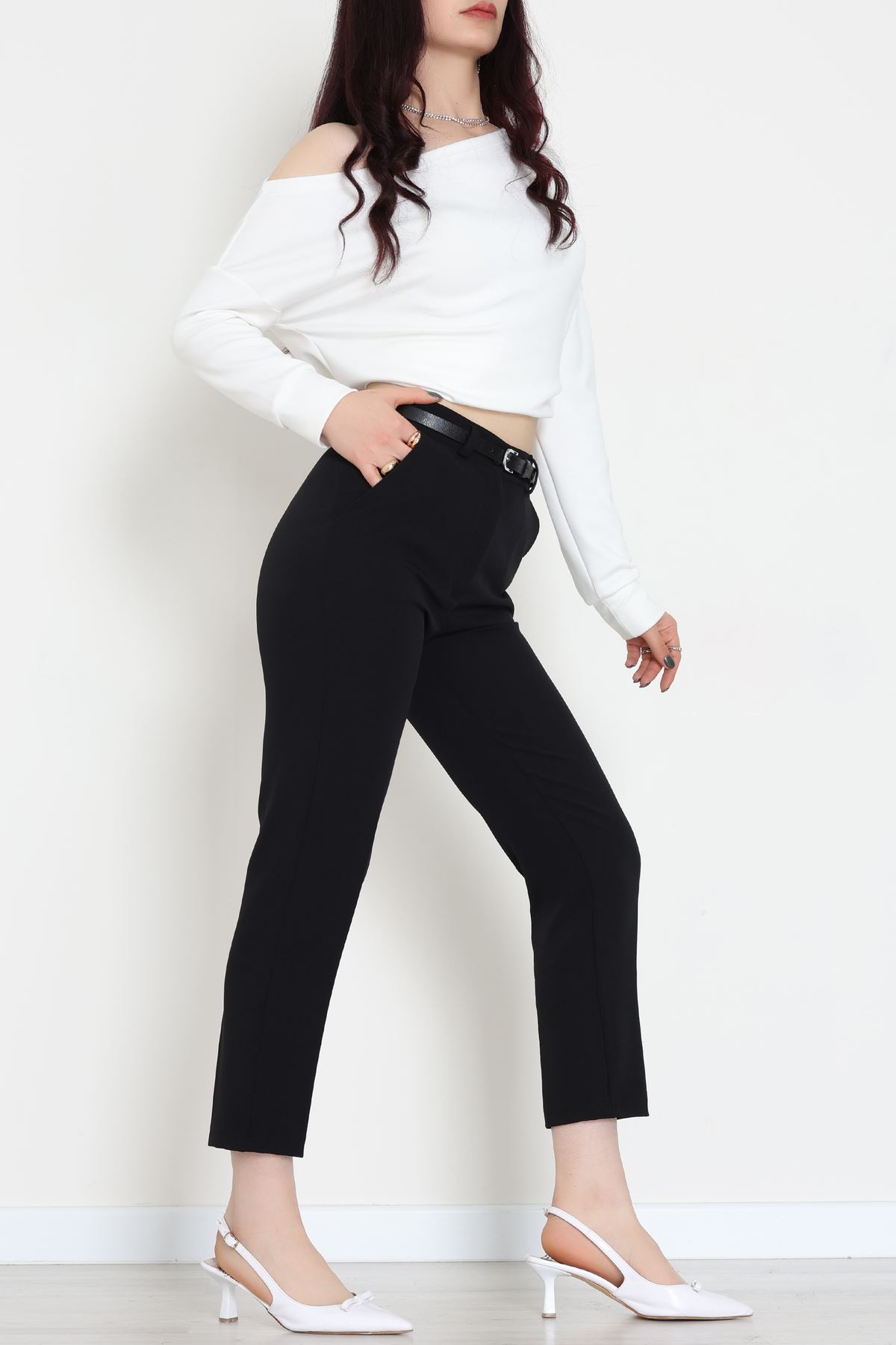 Double Kumaş Bel Lastikli Pantolon Siyah - 51112.1920.