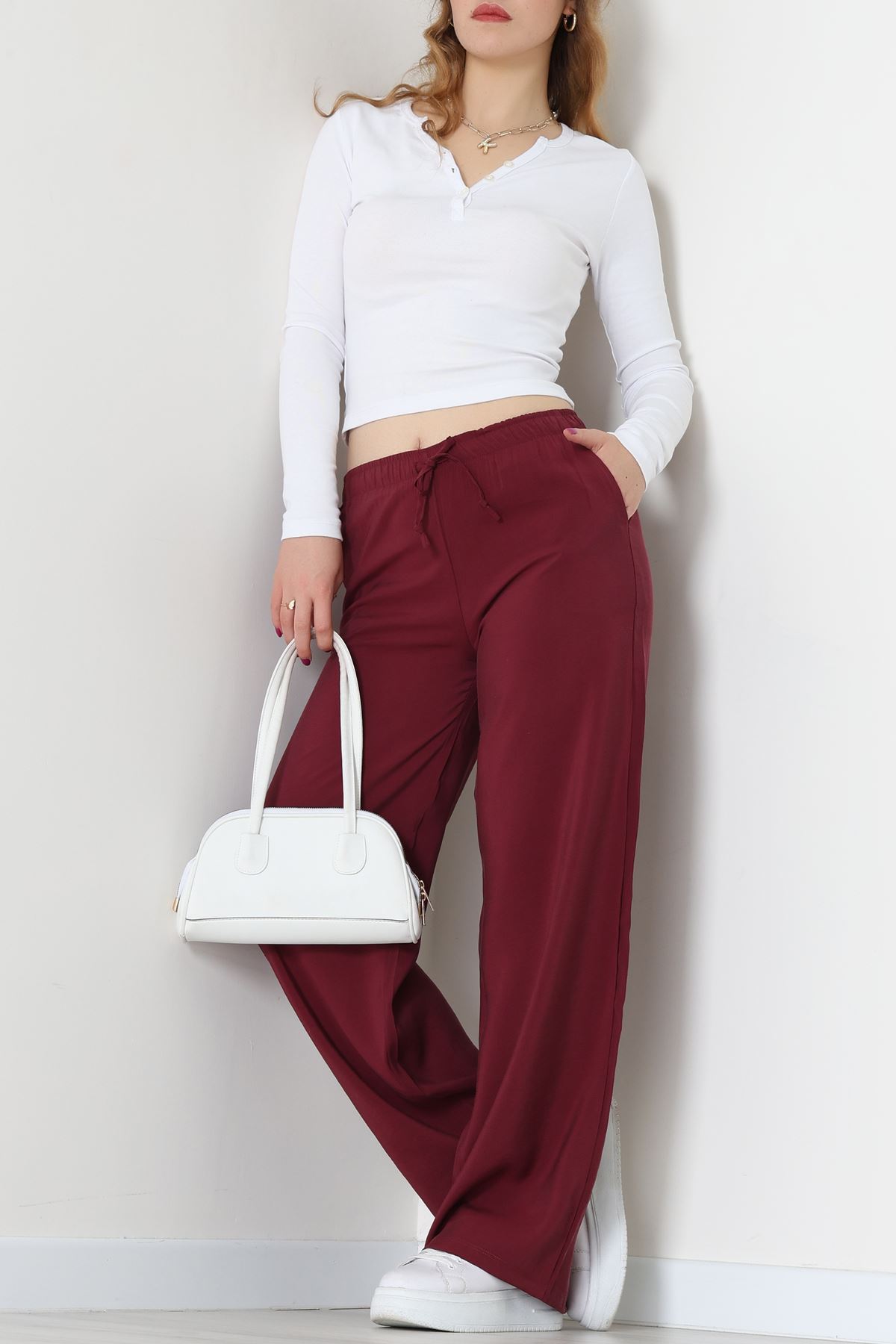 Soft Touch Dokuma Modal Pantolon Bordo - 30810.1837.