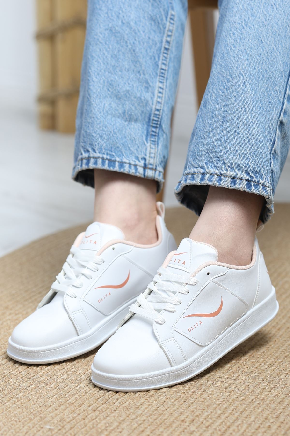 Baskılı Günlük Ayakkabı Beyazoranj - 30303.264.