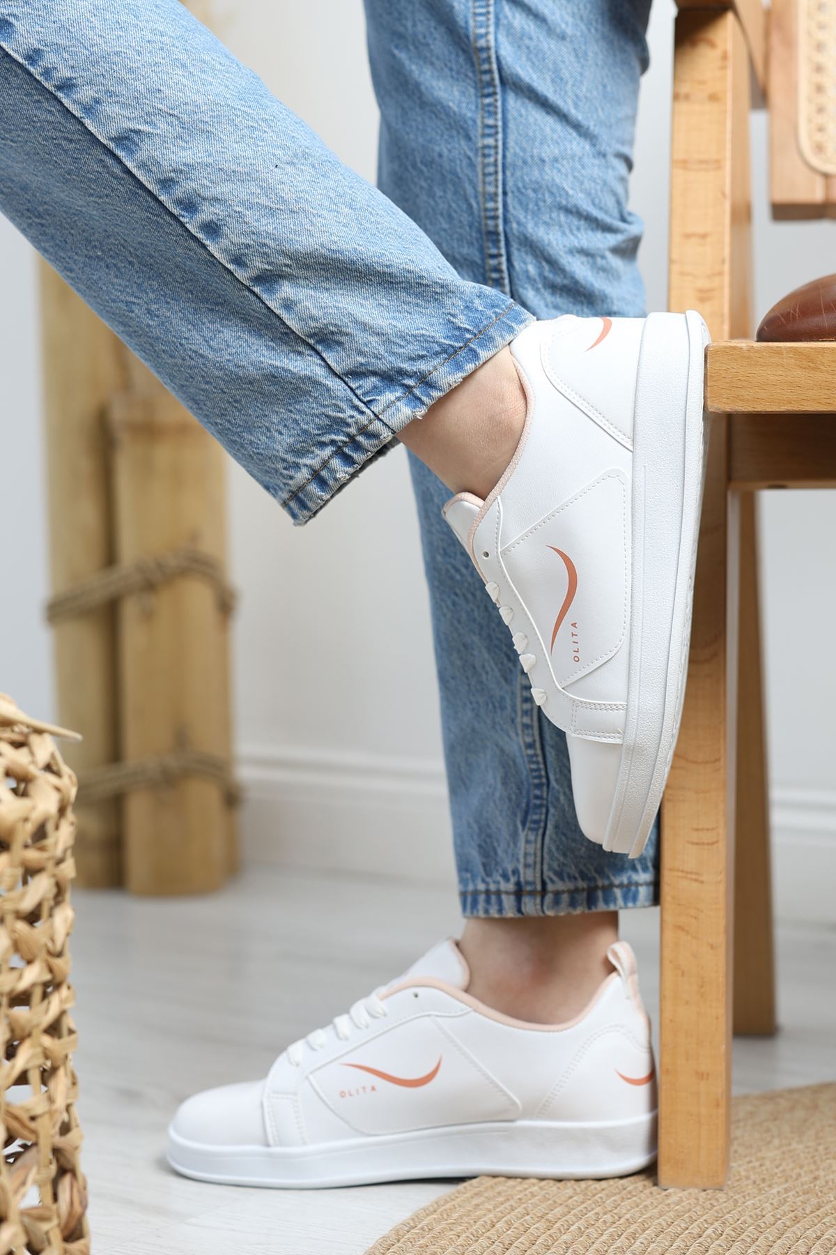 Baskılı Günlük Ayakkabı Beyazoranj - 30303.264.