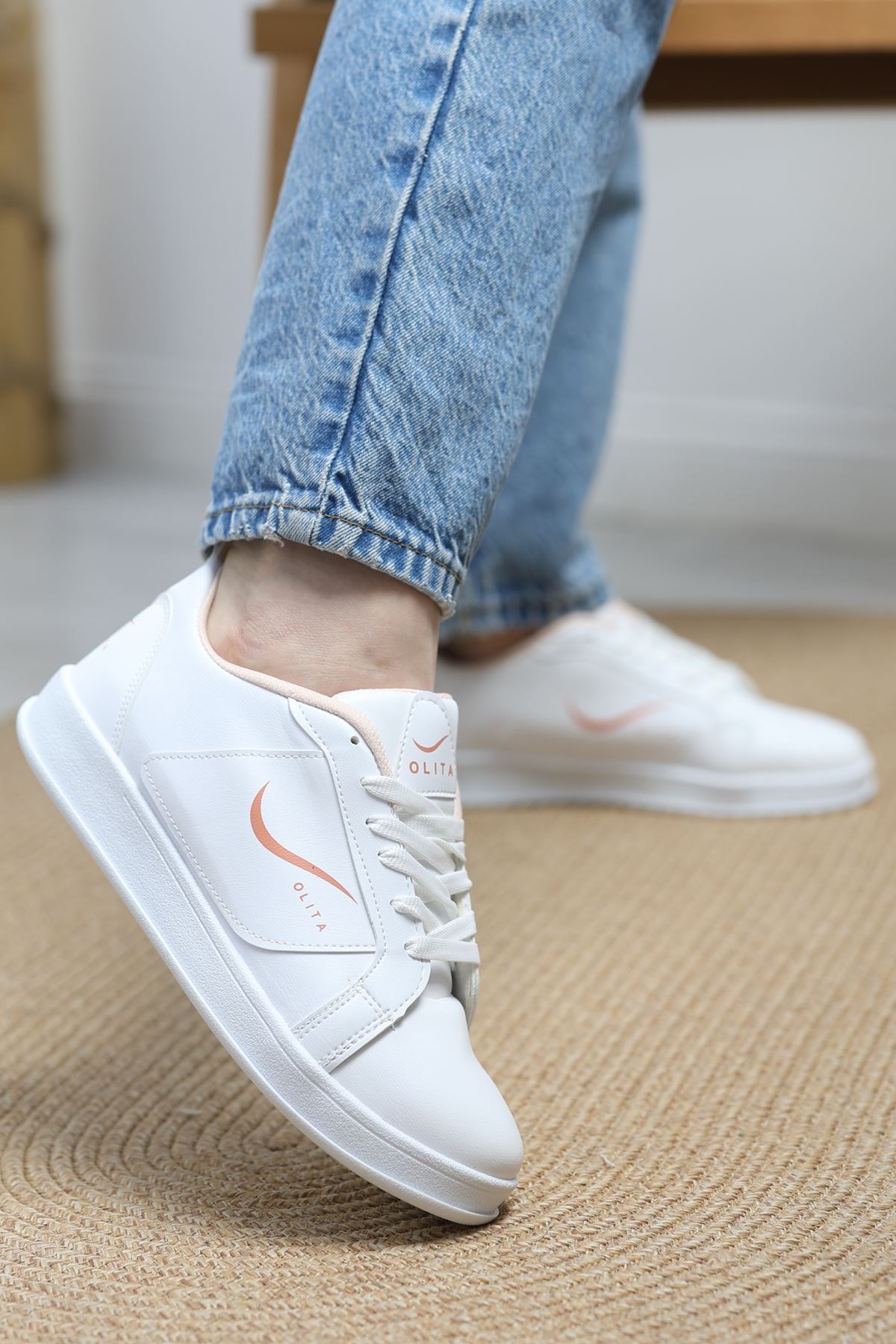 Baskılı Günlük Ayakkabı Beyazoranj - 30303.264.