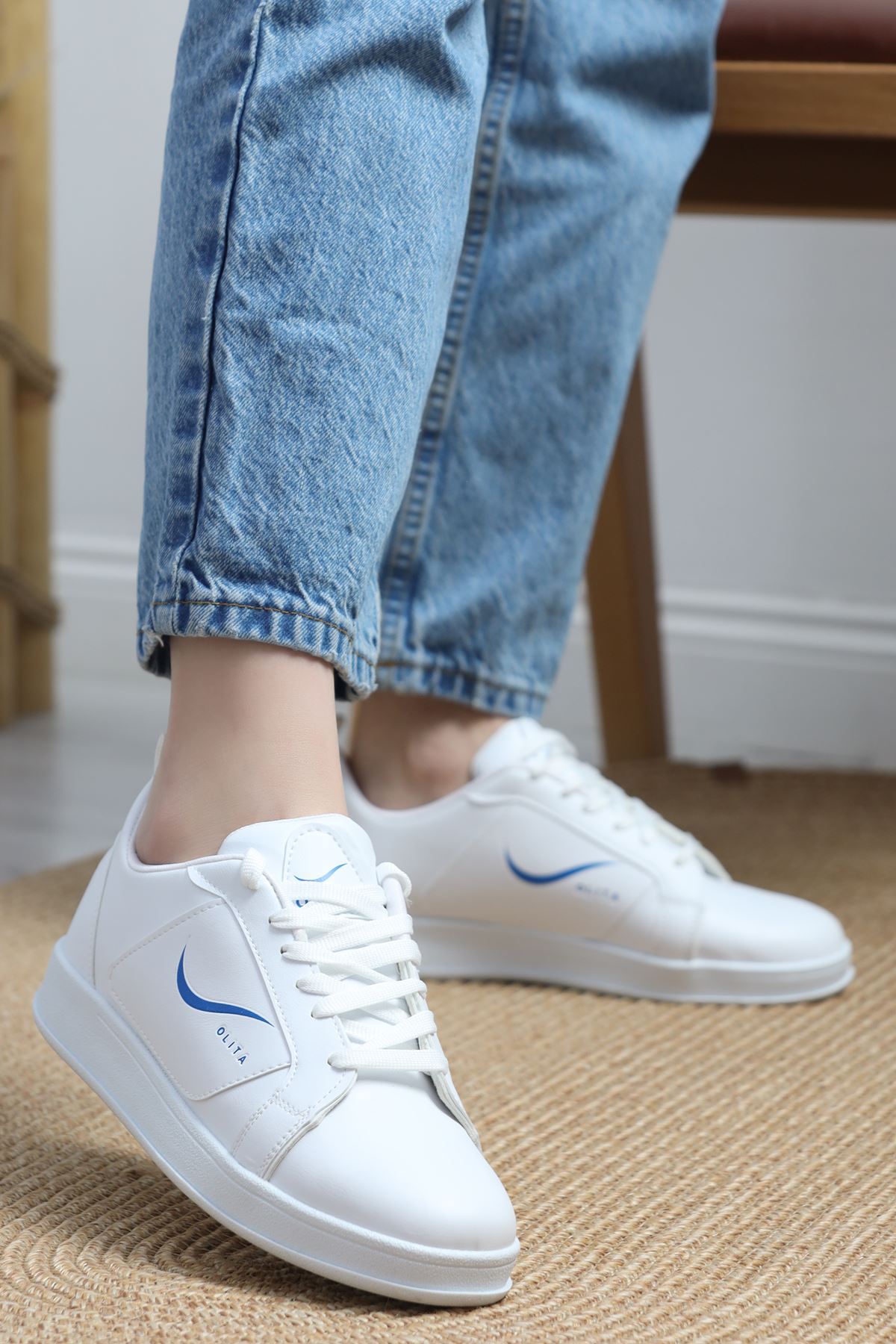 Baskılı Günlük Ayakkabı Beyazmavi - 30303.264.