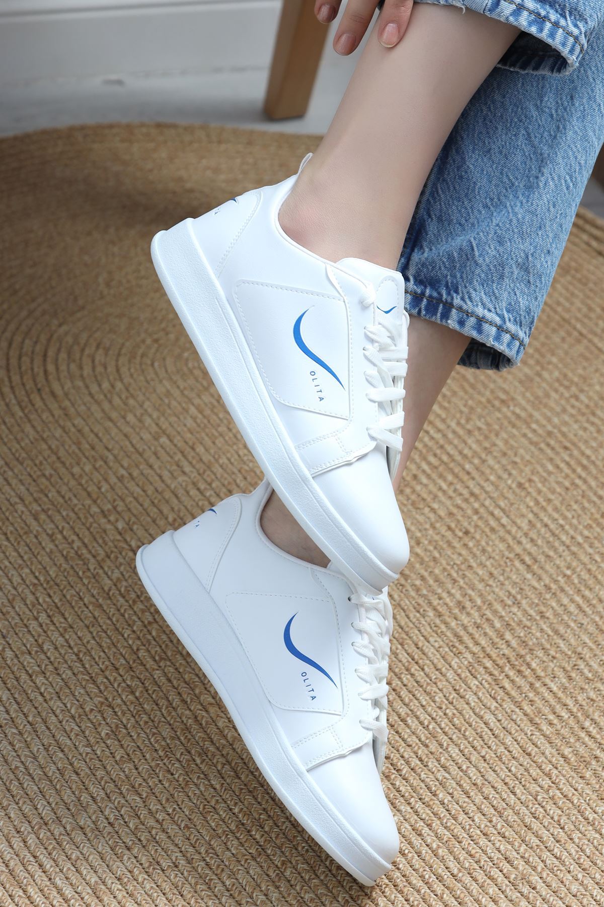 Baskılı Günlük Ayakkabı Beyazmavi - 30303.264.