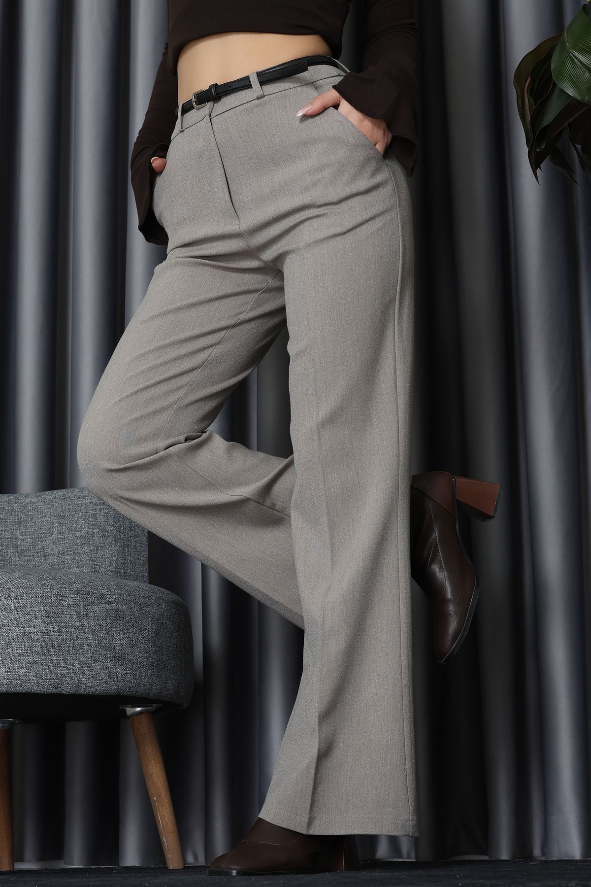 Kemerli Pantolon Vizon - 42825.2002.